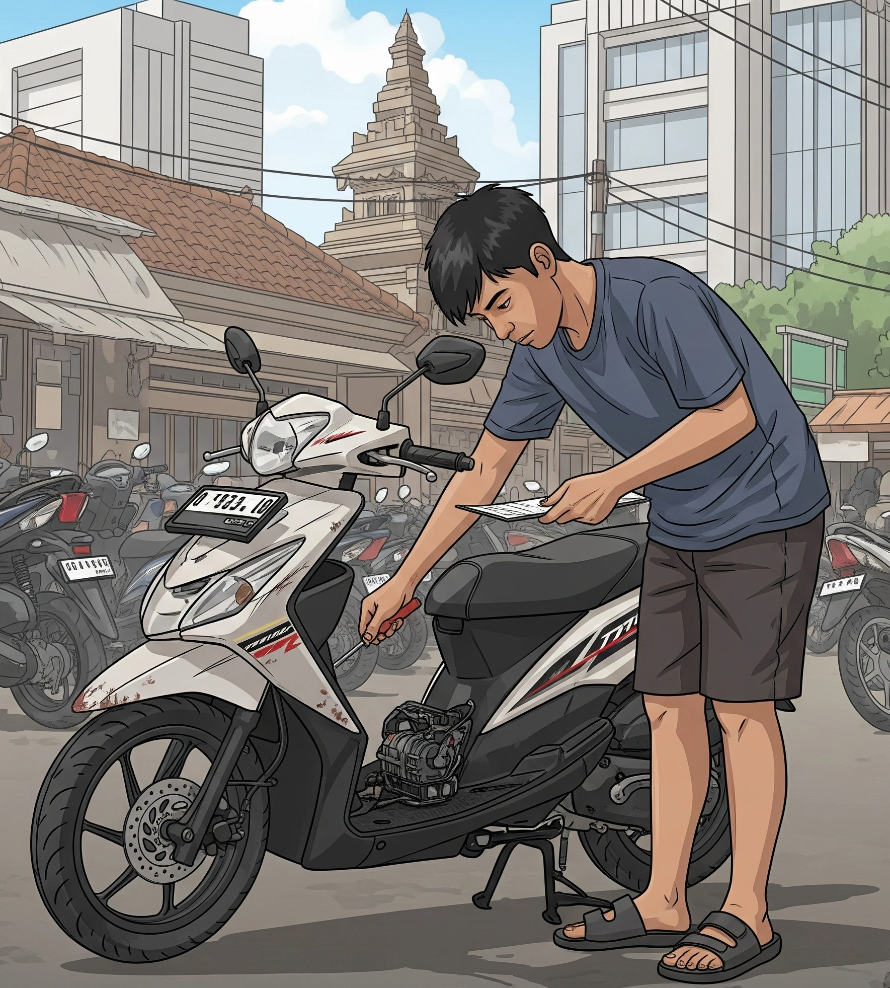 Ilustrasi inspeksi motor matic bekas di Depok Sleman