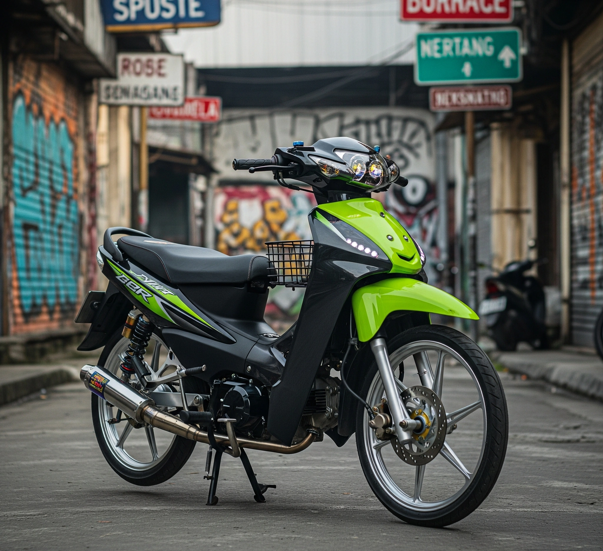 Ilustrasi modifikasi motor bebek bekas untuk tampilan kekinian