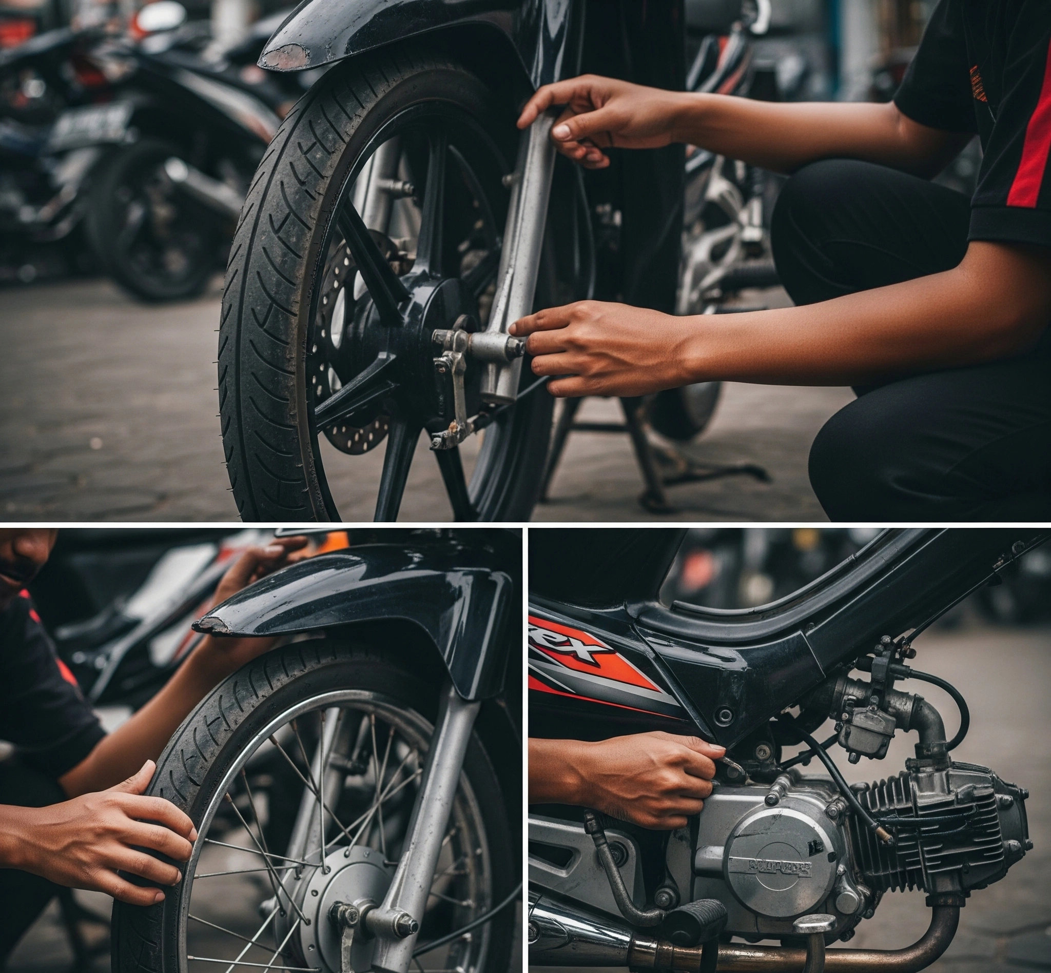 Ilustrasi cek fisik motor bebek bekas di Sleman