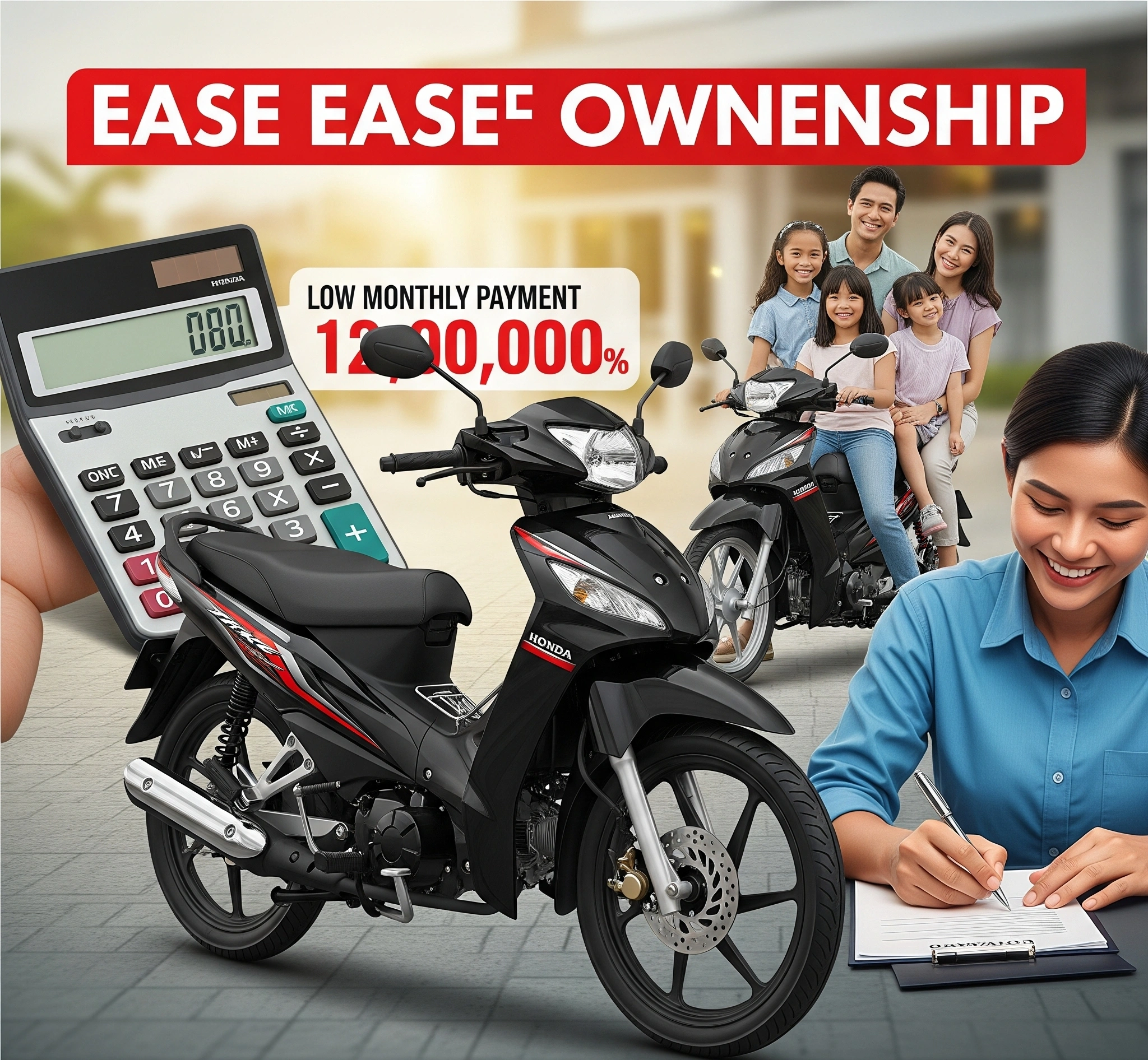 Ilustrasi kredit motor bebek dengan angsuran ringan