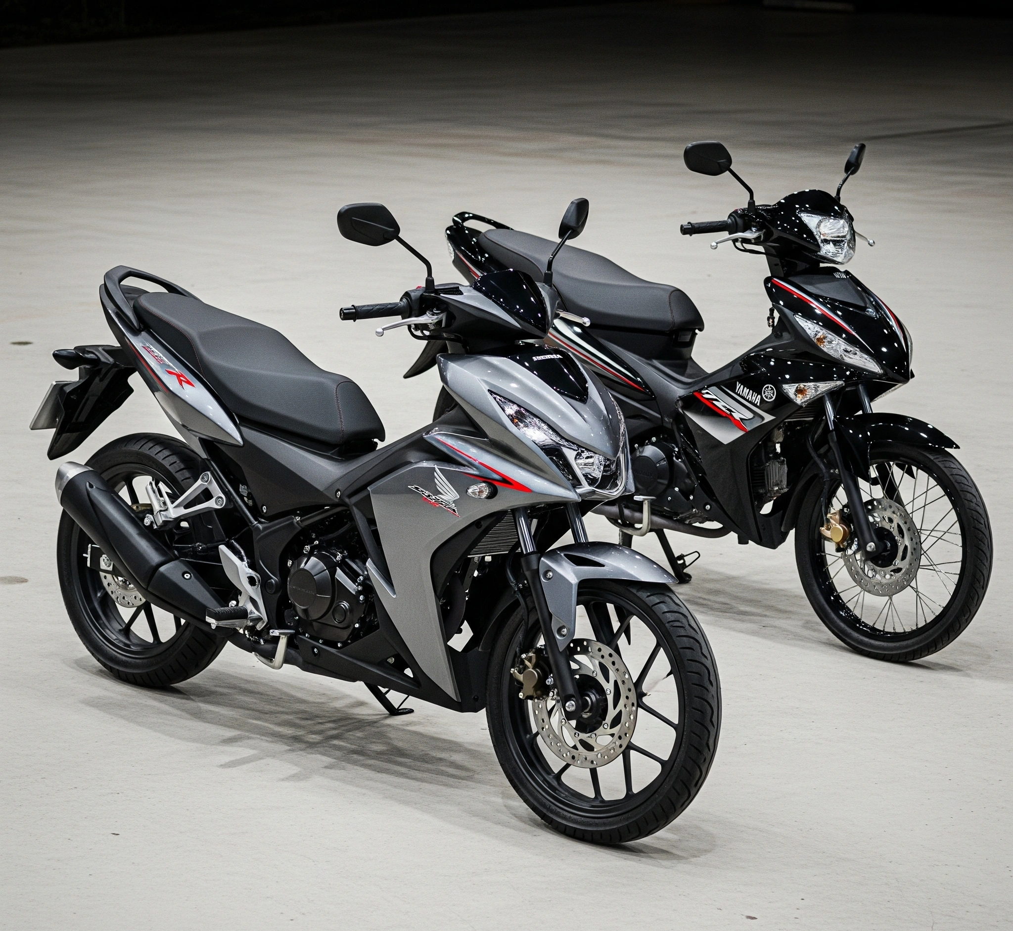 gambar baru yang menampilkan motor Honda Supra X dan motor Yamaha Vega R bersama-sama. 